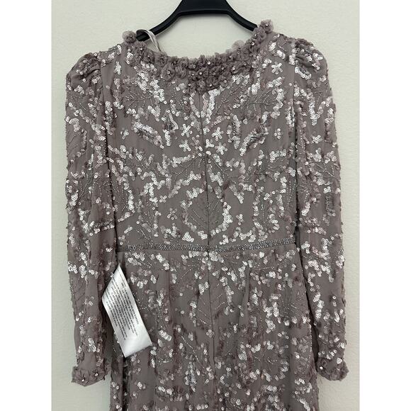 Mac Duggal Pink Long Sleeve Sequin Embellished Cocktail Dress Size 6 - Picture 10 of 12